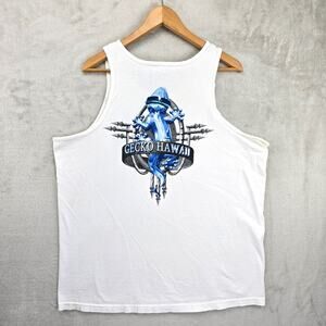 Vintage Hawaii Gecko Surf Tank Top White 90s Y2K Beach Surfing Summer